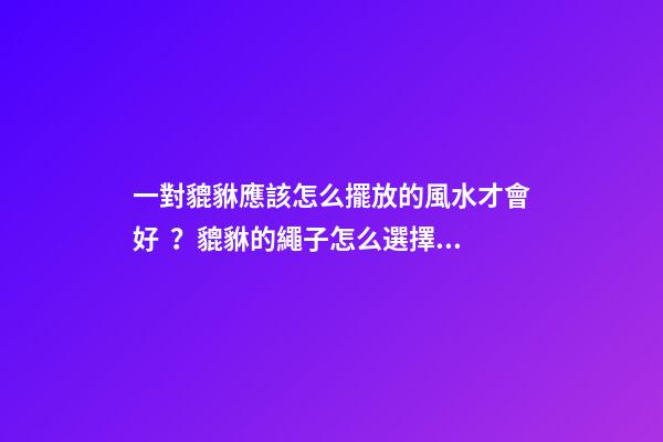 一對貔貅應該怎么擺放的風水才會好？貔貅的繩子怎么選擇？